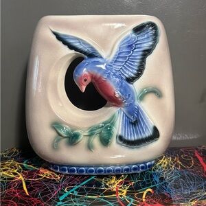 Vintage Vase Blue Bird Planter Royal Copley Pottery Hummingbird